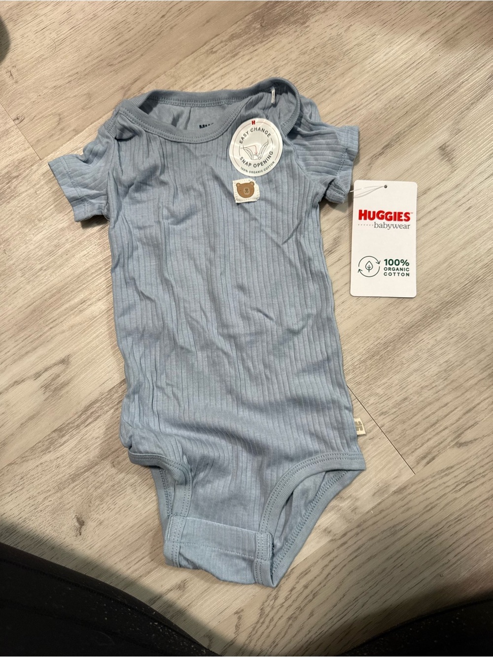 Huggies Babywear Light Blue Ribbed Onesie Bodysuit